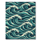 Japanese Teal Rolling Ocean Waves Rug