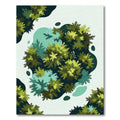 Vibrant Forest Green Leafy Abstract Rug