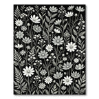 Black And White Floral Botanical Garden Rug