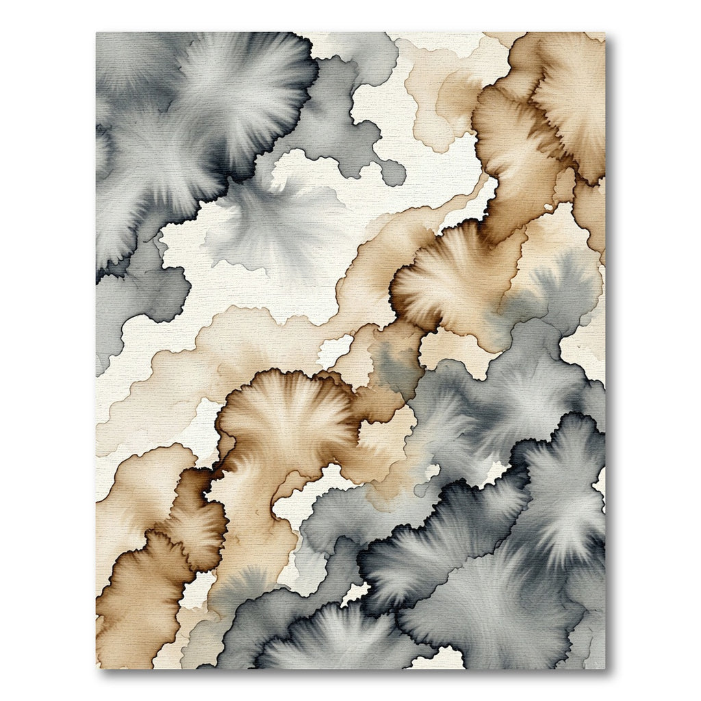 Earthy Gray Abstract Ink Cloud Rug