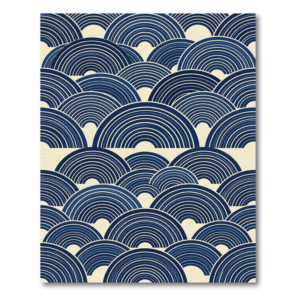 Indigo Geometric Japanese Wave Arch Rug