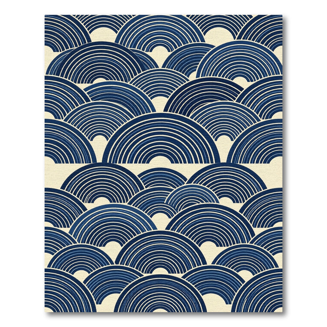 Indigo Geometric Japanese Wave Arch Rug