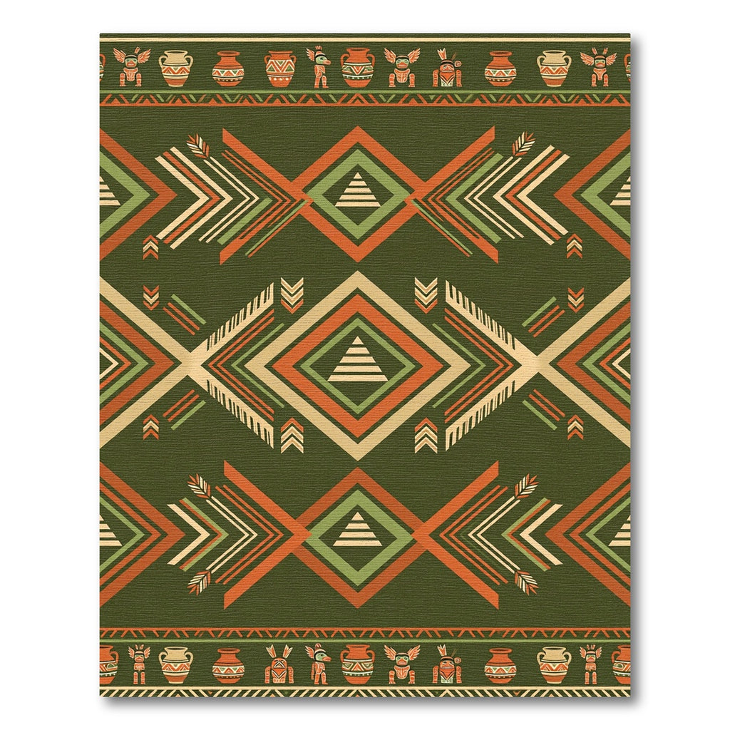 Earthy Geometric Southwestern Olive Orange Rug
