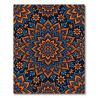 Vibrant Orange Blue Floral Mandala Rug