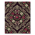 Romantic Dark Floral Heart Damask Rug