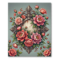 Ornate Pink Peony Rose Floral Cameo Rug
