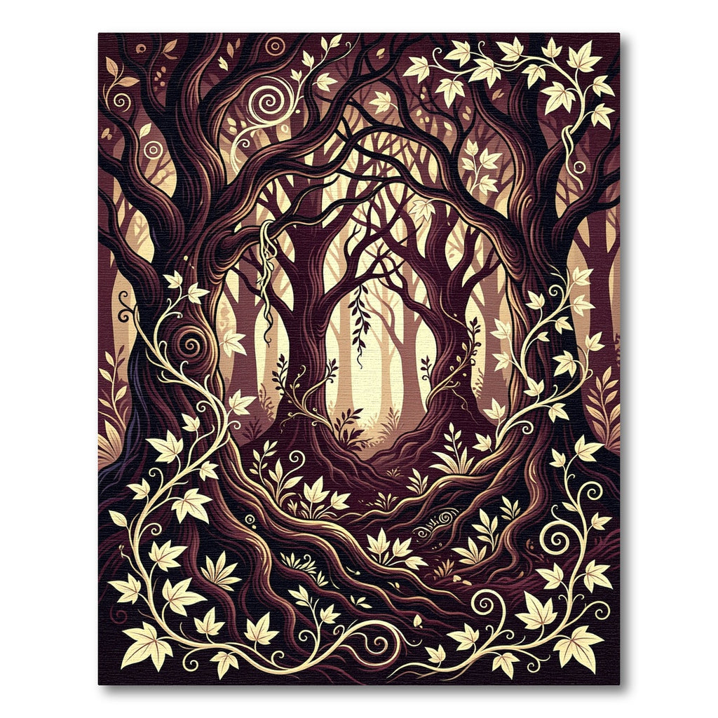 Enchanted Forest Golden Vine Woodland Rug