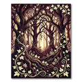 Enchanted Forest Golden Vine Woodland Rug