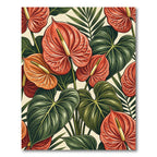 Lush Tropical Anthurium Botanical Garden Rug