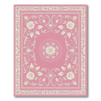Pink Floral Arabesque Border Rug
