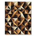 Golden Brown Geometric Facet Rug