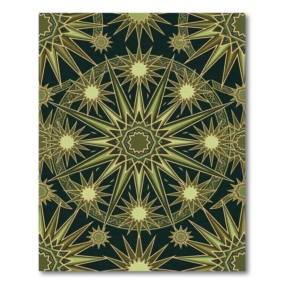 Emerald Green Geometric Starburst Rug