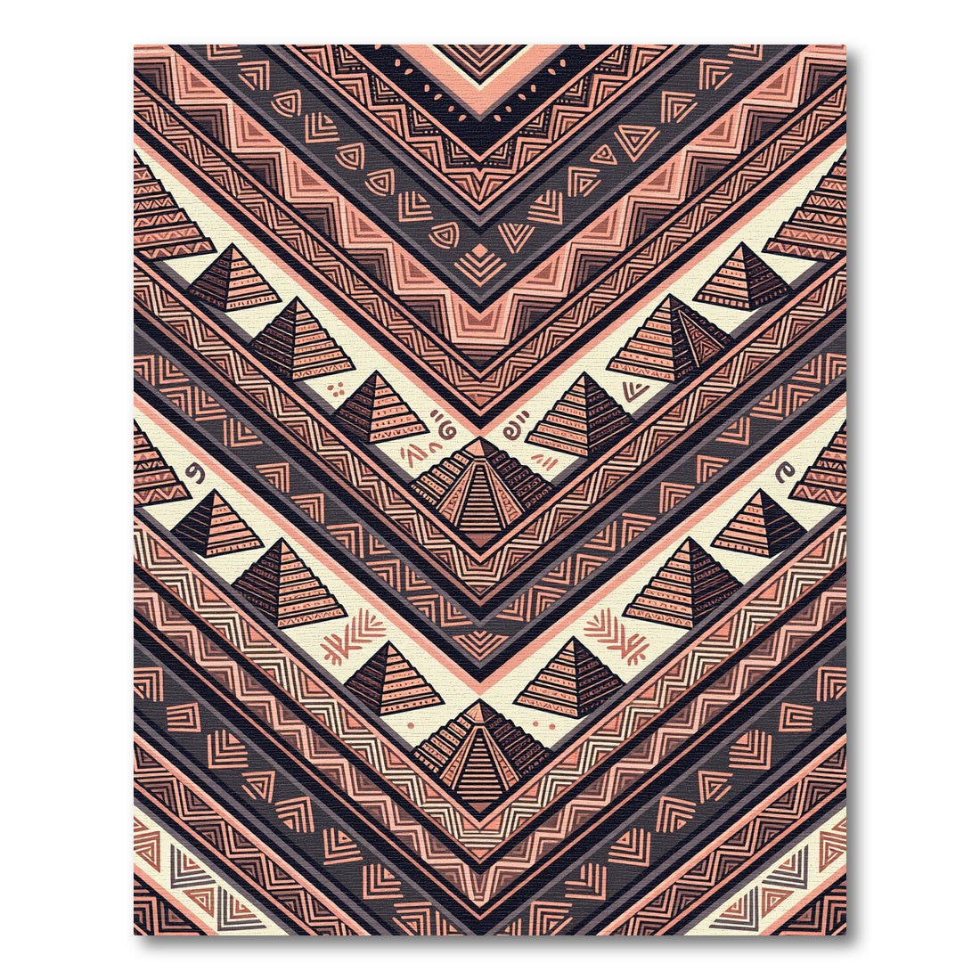Textured Terracotta Pyramid Chevron Rug