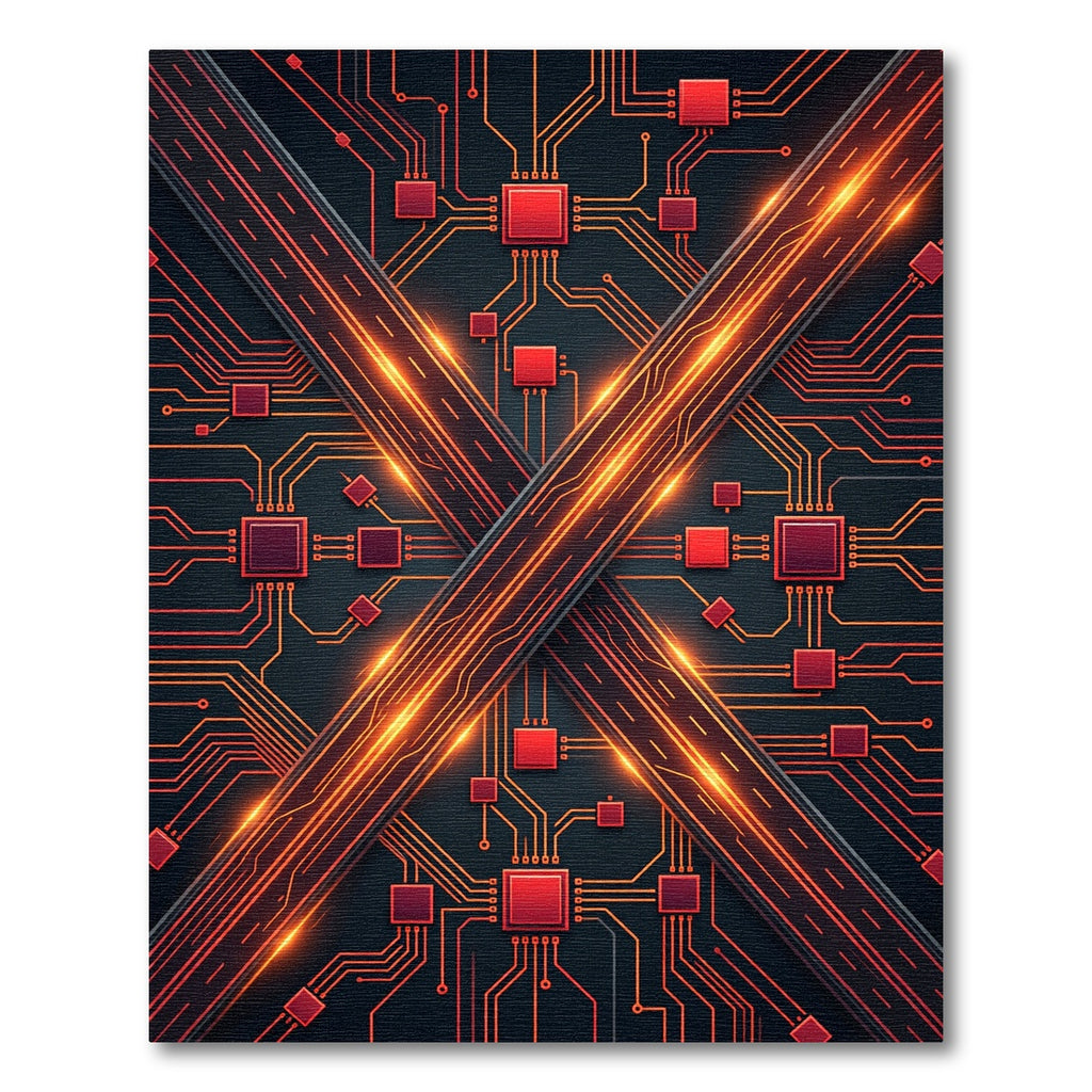 Circuit Board Red Circuitry Abstract Rug