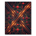 Circuit Board Red Circuitry Abstract Rug