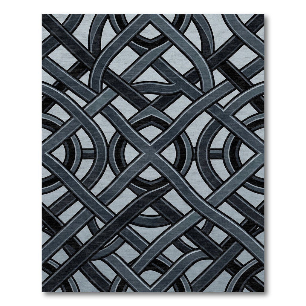 Dark Gray Interwoven Geometric Knot Rug