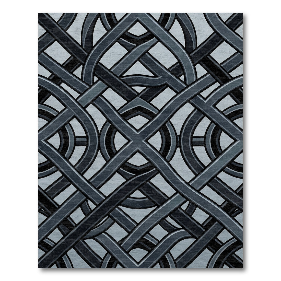 Dark Gray Interwoven Geometric Knot Rug