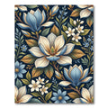 Exotic Blue White Magnolia Botanical Garden Rug