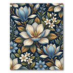 Exotic Blue White Magnolia Botanical Garden Rug