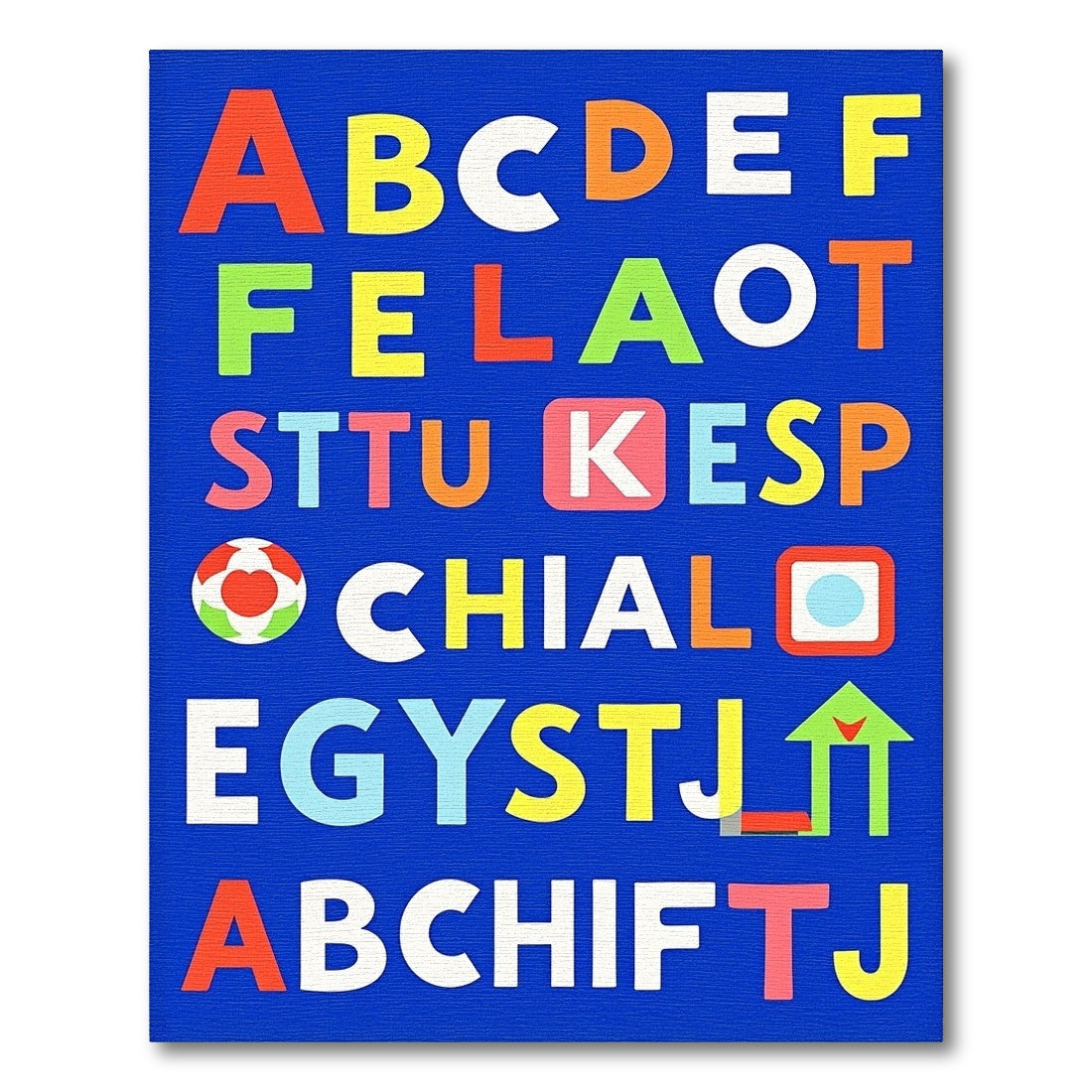 Colorful Alphabet Grid Composition Rug