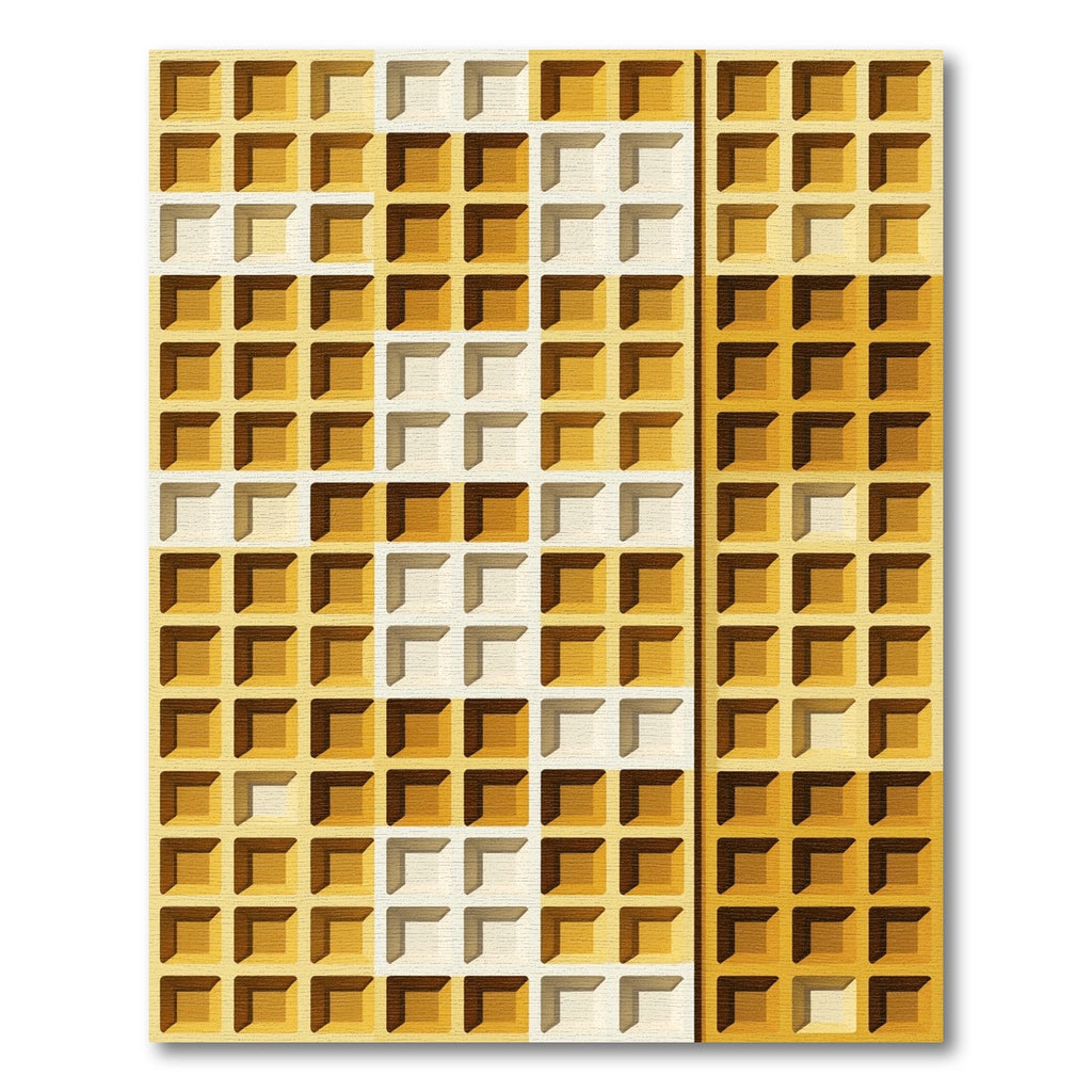 Golden Waffle Grid Geometric Texture Rug