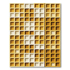 Golden Waffle Grid Geometric Texture Rug