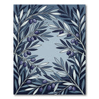 Dark Blue Olive Branches Composition Rug
