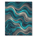Abstract Cyan and Cream Fluid Wave Rug