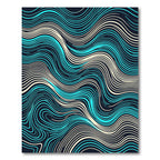 Abstract Cyan and Cream Fluid Wave Rug