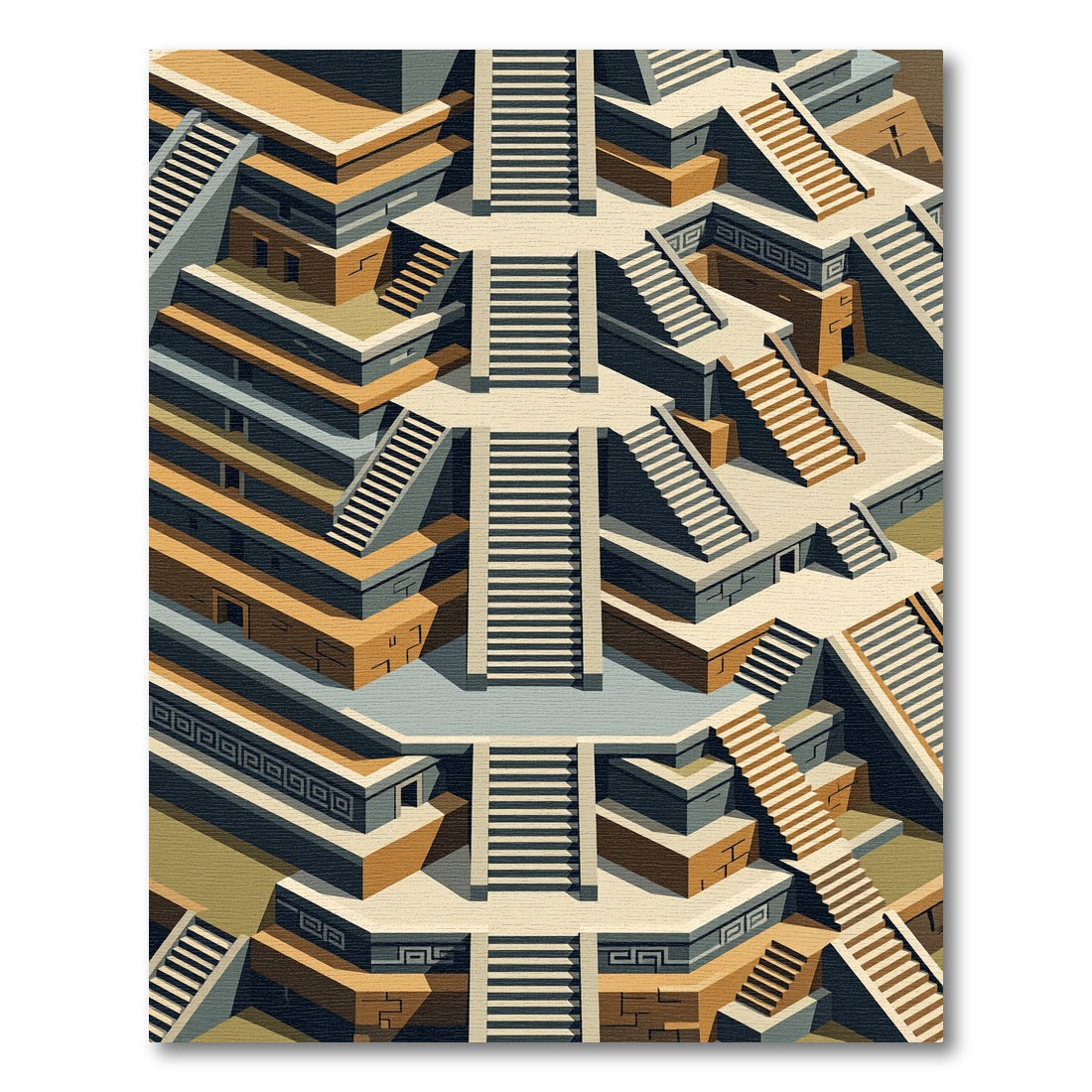 Monochrome Tiered Steps Maze Rug