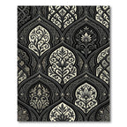 Formal Black Ivory Arabesque Floral Rug
