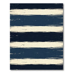 Navy and Cream Distressed Horizontal Stripe Rug
