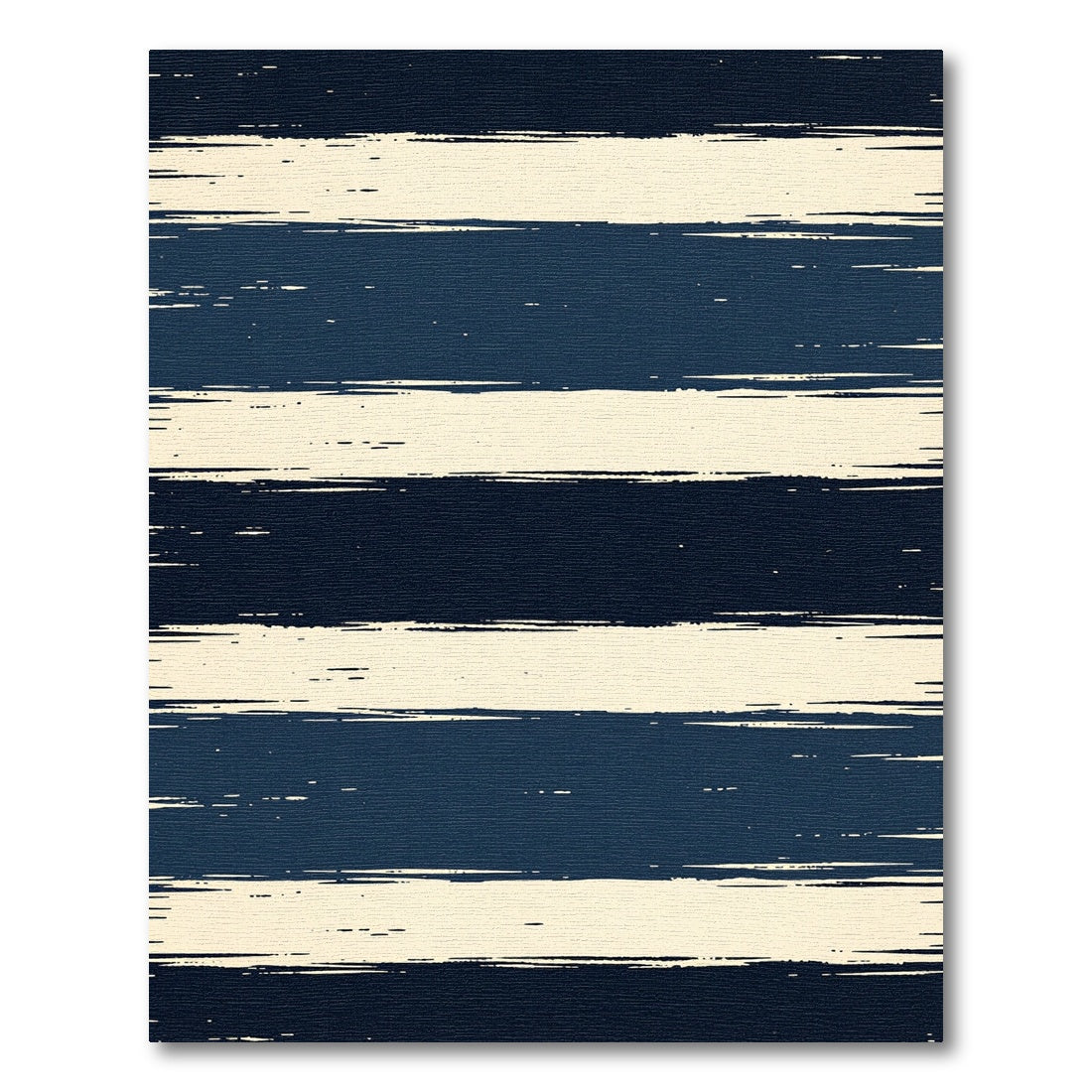 Navy and Cream Distressed Horizontal Stripe Rug