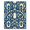 Intricate Blue Lantern Arabesque Scroll Rug