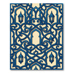 Intricate Blue Lantern Arabesque Scroll Rug
