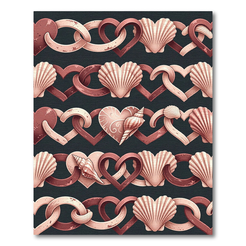Seashell Heart Chain Dusty Rose Rug