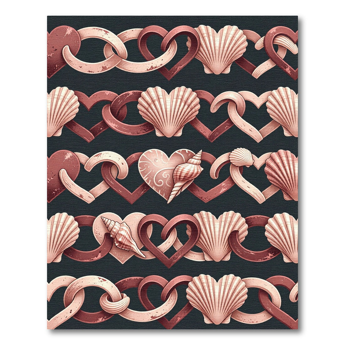 Seashell Heart Chain Dusty Rose Rug