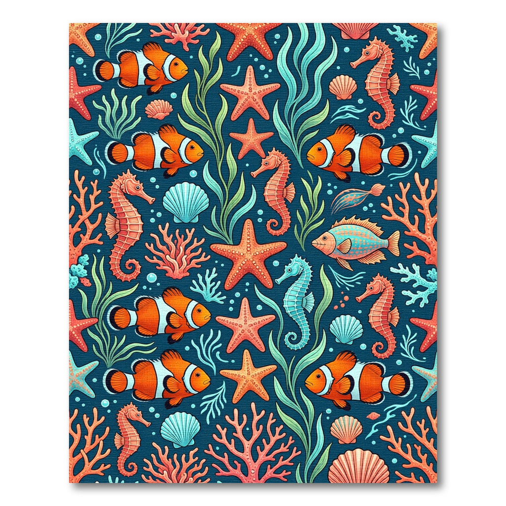 Vibrant Coral Reef Sea Life Illustration Rug