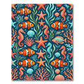 Vibrant Coral Reef Sea Life Illustration Rug
