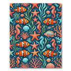 Vibrant Coral Reef Sea Life Illustration Rug