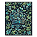 Ornate Teal Crown Grape Vine Crest Rug