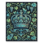 Ornate Teal Crown Grape Vine Crest Rug
