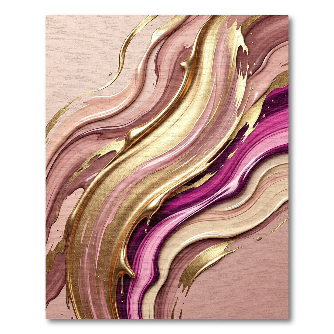 Elegant Gold and Mauve Abstract Swirl Rug