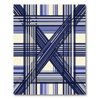Contemporary Blue Geometric Crisscross Plaid Rug