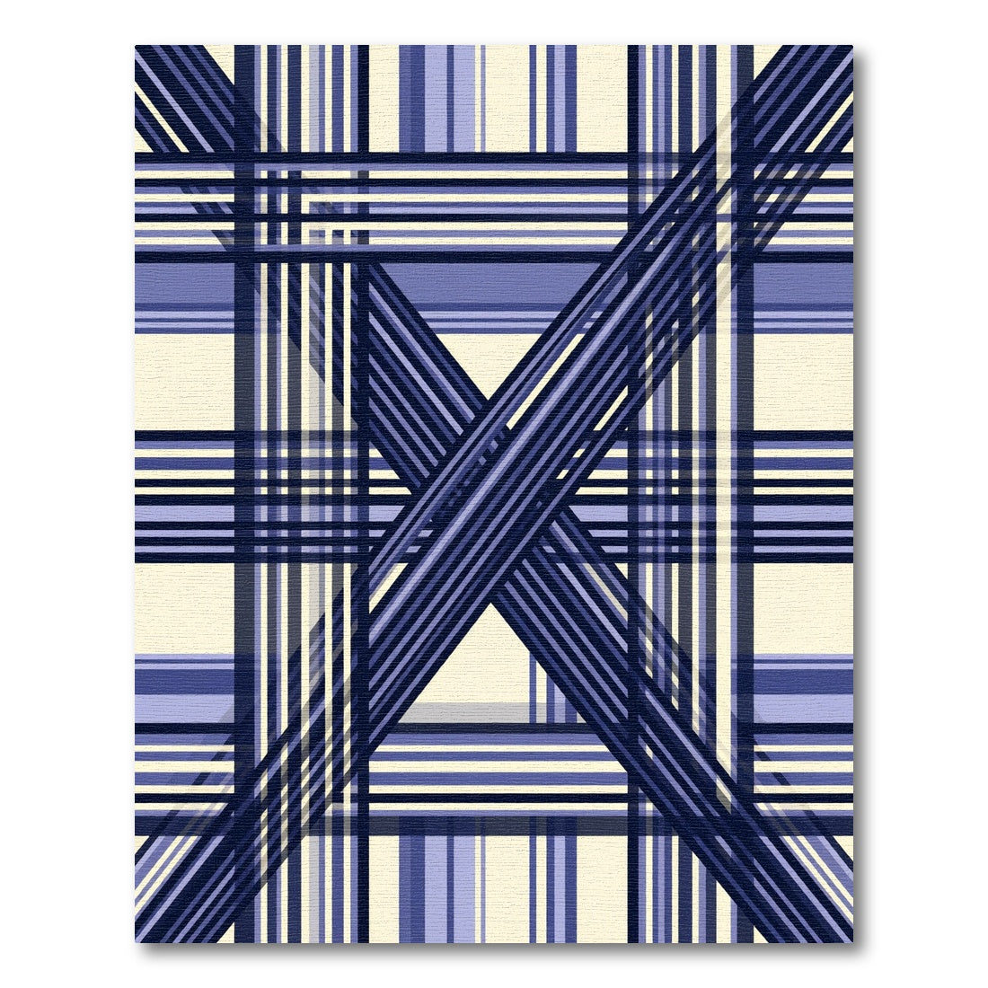 Contemporary Blue Geometric Crisscross Plaid Rug
