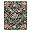 Floral Peony and Phoenix Lattice Rug