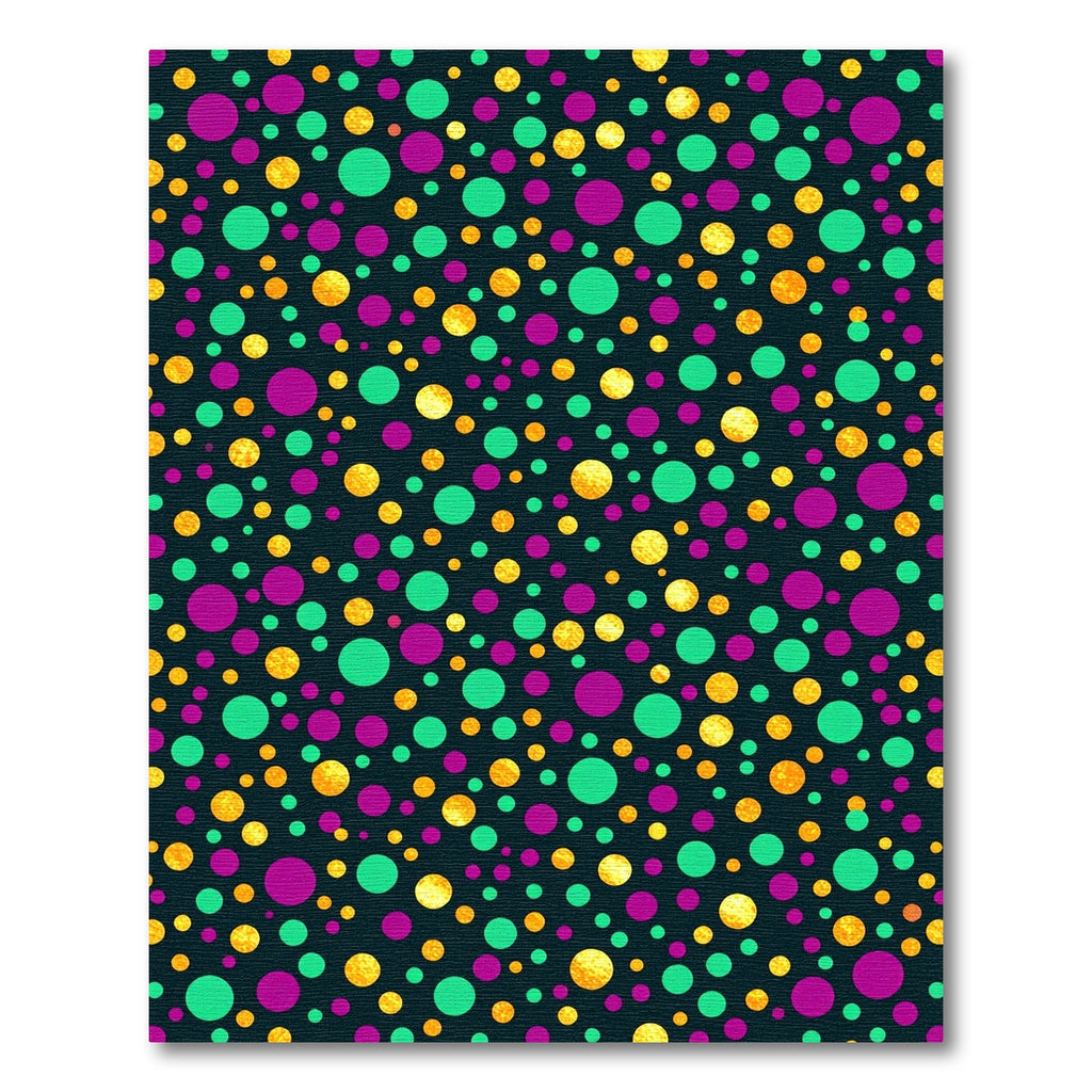 Vibrant Golden Teal and Purple Polka Dot Rug