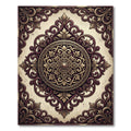 Ornate Crimson Gold Medallion Rug