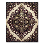 Ornate Crimson Gold Medallion Rug