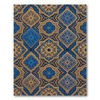 Midnight Blue and Gold Damask Medallion Rug